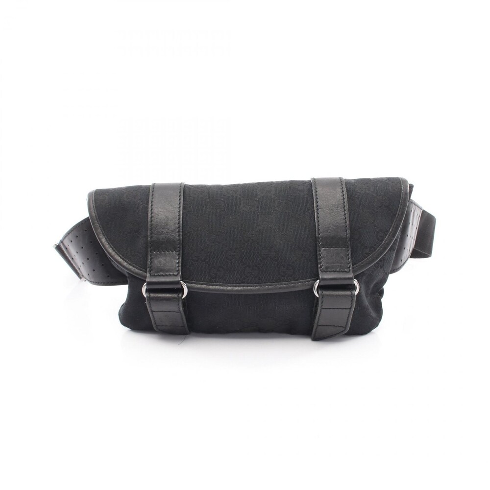 Gucci Gg Canvas Waist Bag Leather Black #272154G56B